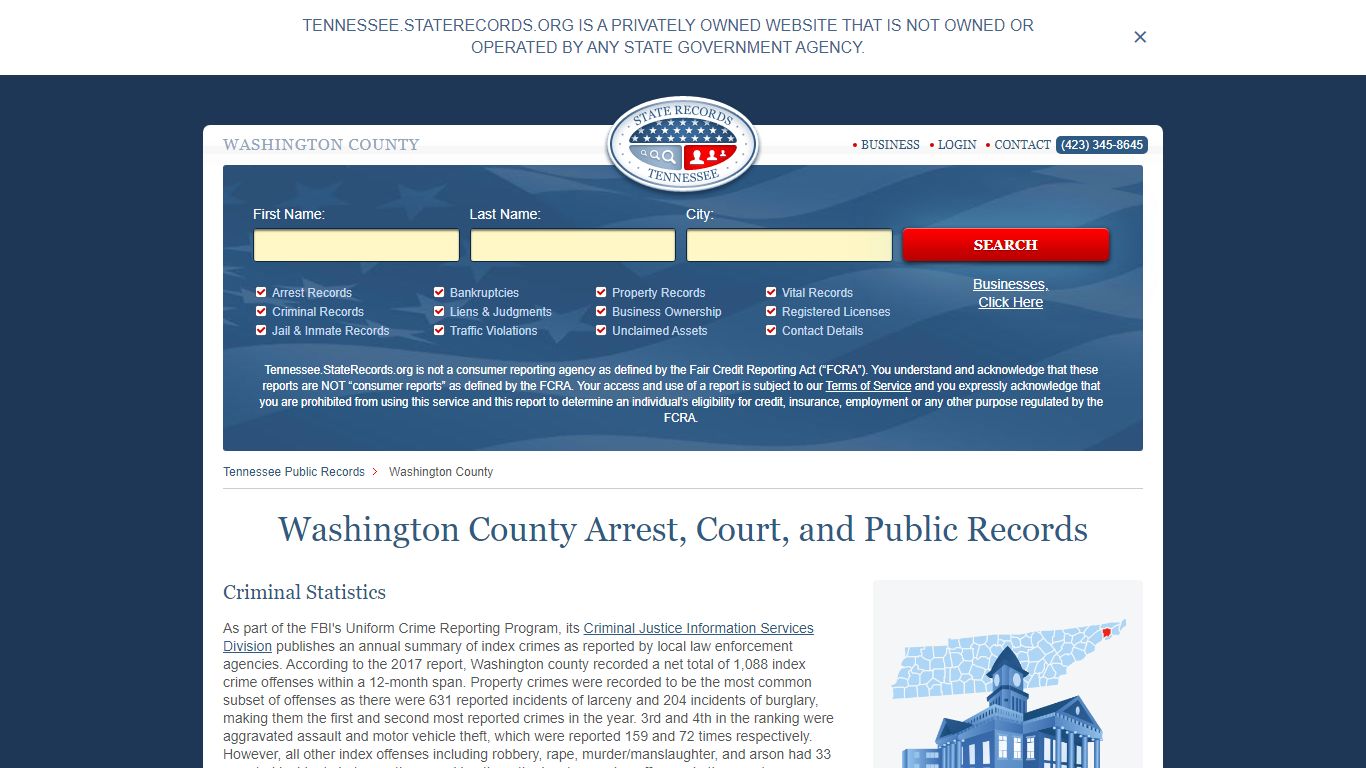 Washington County Arrest, Court, and Public Records
